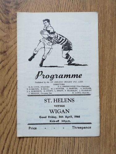 St Helens v Wigan Apr 1966 Rugby League Programme