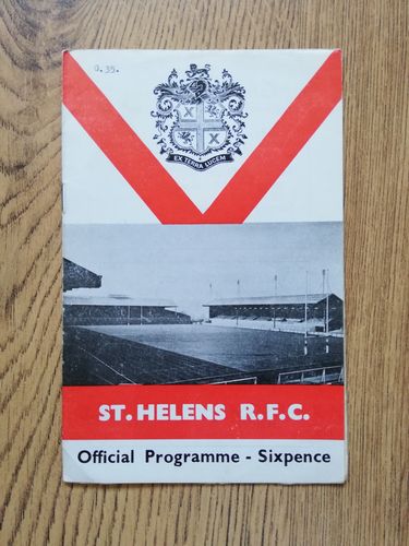 St Helens v Salford Feb 1967 Challenge Cup Rugby League Programme