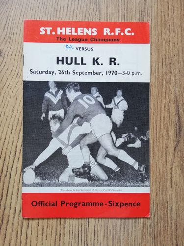 St Helens v Hull KR Sept 1970 Rugby League Programme