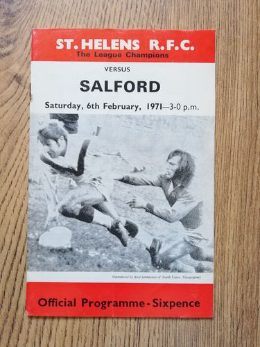St Helens v Salford Feb 1971 Rugby League Programme