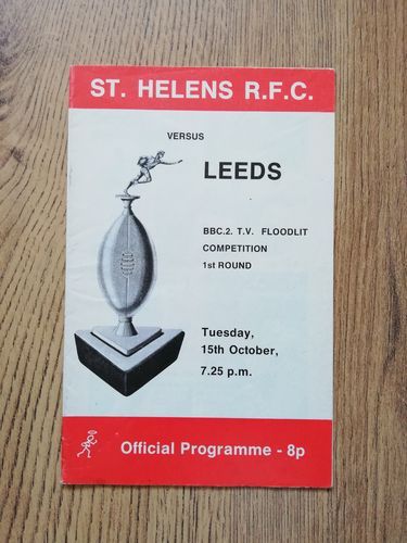 St Helens v Leeds Oct 1974 BBC2 Floodlit Trophy Rugby League Programme