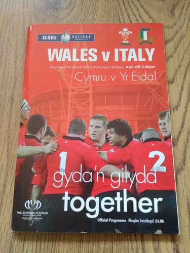Wales v Italy 2004 Signed Rugby Programme