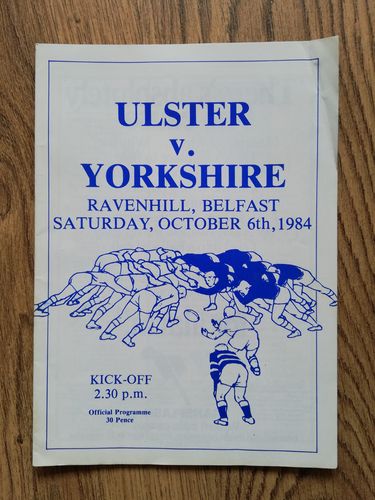 Ulster v Yorkshire Oct 1984 Rugby Programme