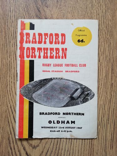 Bradford Northern v Oldham Aug 1967 Rugby League Programme