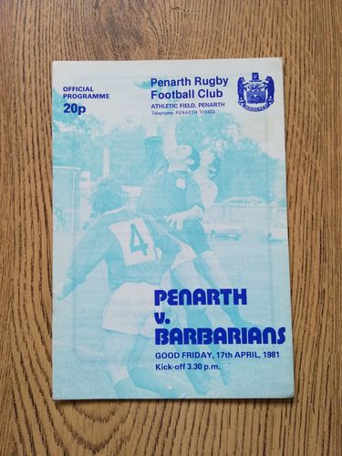 Penarth v Barbarians 1981 Rugby Programme