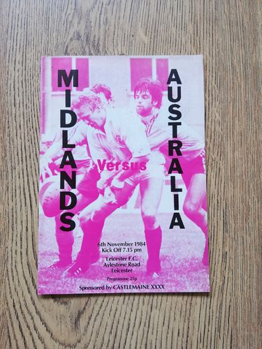 Midlands v Australia 1984 Rugby Programme
