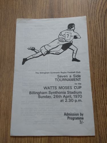 Billingham Synthonia Watts Moses Cup 1970 Sevens Rugby Programme
