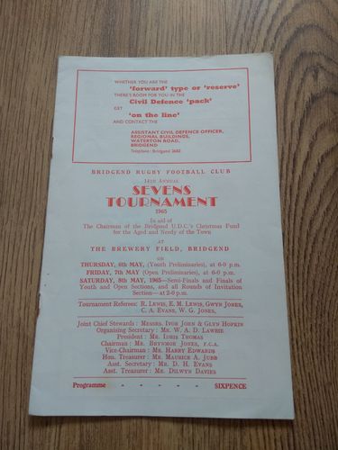 Bridgend Sevens 1965 Rugby Programme