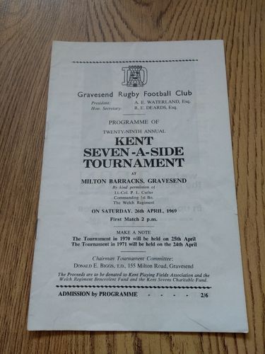 Kent Sevens 1969 Rugby Programme