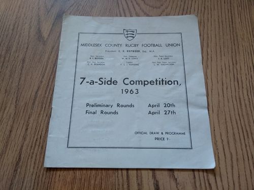 Middlesex Sevens Preliminary Rounds 1963 Rugby Programme