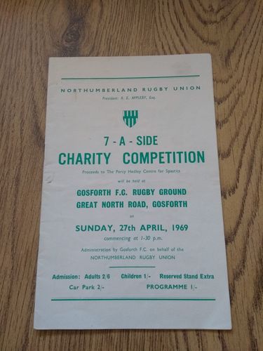 Northumberland Sevens Apr 1969 Rugby Programme