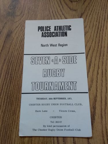 Police Athletic Association North West Division Sevens Sept 1971 Rugby Programme