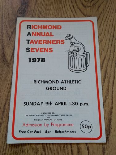 Richmond Taverners Sevens Apr 1978 Rugby Programme