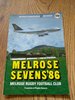Melrose Sevens Apr 1986 Rugby Programme