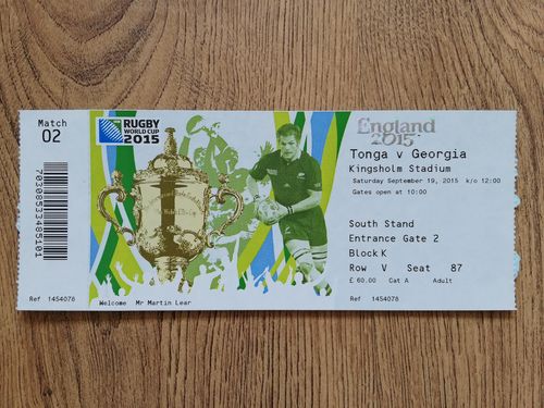Tonga v Georgia 2015 Used Rugby World Cup Ticket