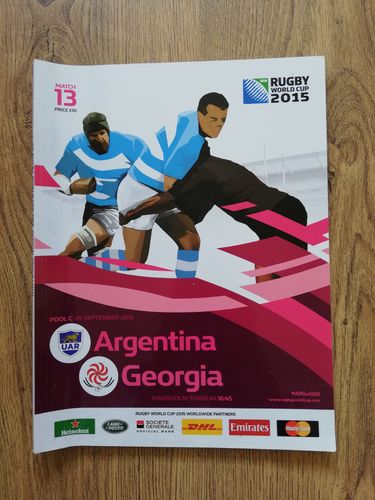 Argentina v Georgia 2015 Pool C Rugby World Cup Programme