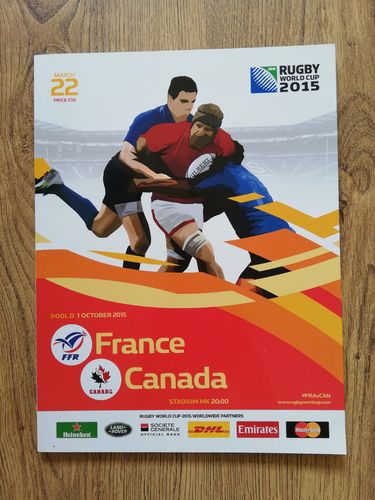 France v Canada 2015 Pool D Rugby World Cup Programme