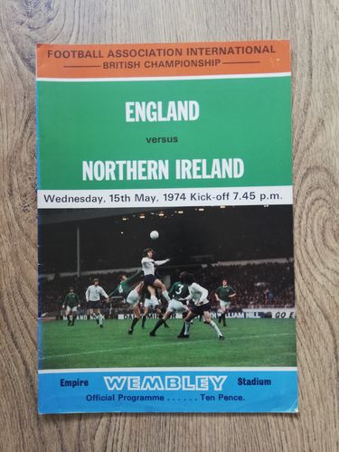 England v Northern Ireland May 1974 Football Programme