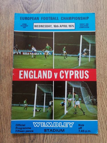 England v Cyprus Apr 1975 European Championship Qualifier Football Programme