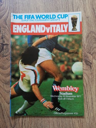 England v Italy Nov 1977 World Cup Qualifier Football Programme