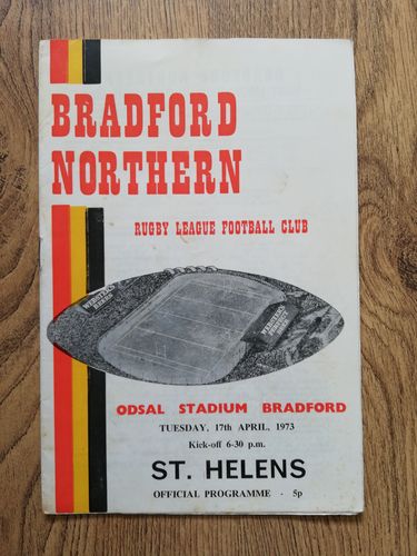 Bradford Northern v St Helens Apr 1973 Rugby League Programme