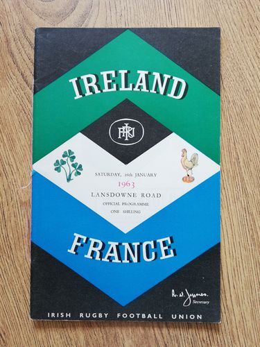 Ireland v France 1963 Rugby Programme