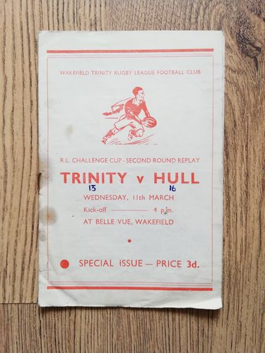 Wakefield Trinity v Hull 1959 Challenge Cup Replay Rugby League Programme