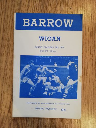 Barrow v Wigan Dec 1970 Rugby League Programme
