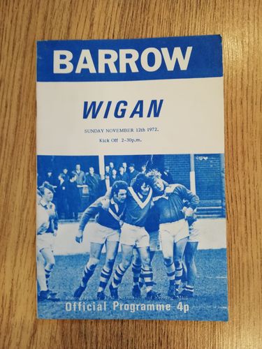 Barrow v Wigan Nov 1972 Rugby League Programme