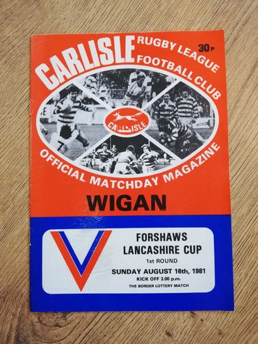 Carlisle v Wigan Aug 1981 Lancashire Cup RL Programme