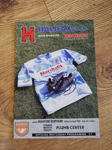 Halifax v Bradford Northern Apr 1994 Rugby League Programme