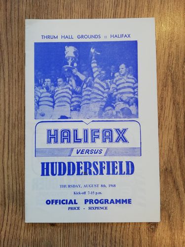 Halifax v Huddersfield Aug 1968 Rugby League Programme