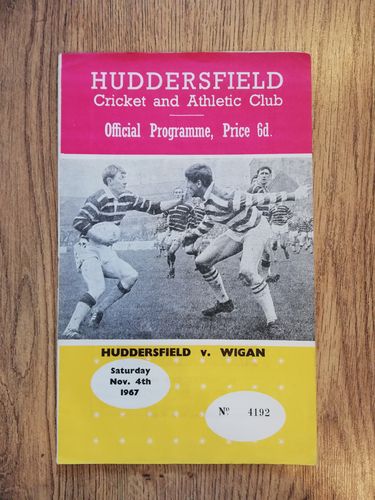Huddersfield v Wigan Nov 1967 Rugby League Programme