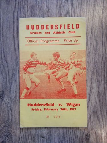 Huddersfield v Wigan Feb 1971 Rugby League Programme