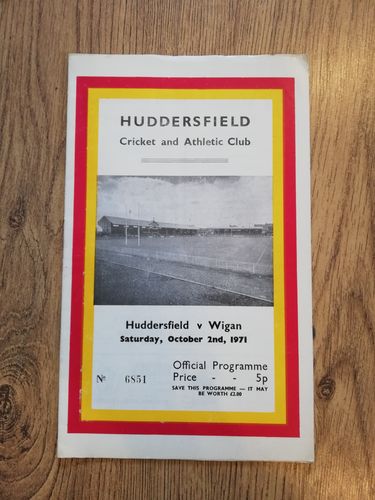 Huddersfield v Wigan Oct 1971 Rugby League Programme