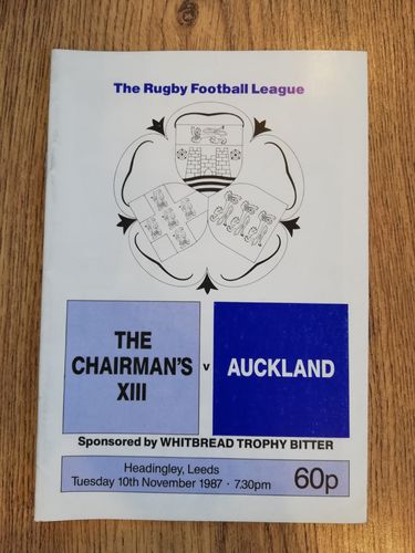 The Chairman's XIII v Auckland Nov 1987 Rugby League Programme