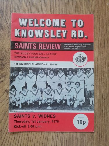 St Helens v Widnes Jan 1976 Rugby League Programme