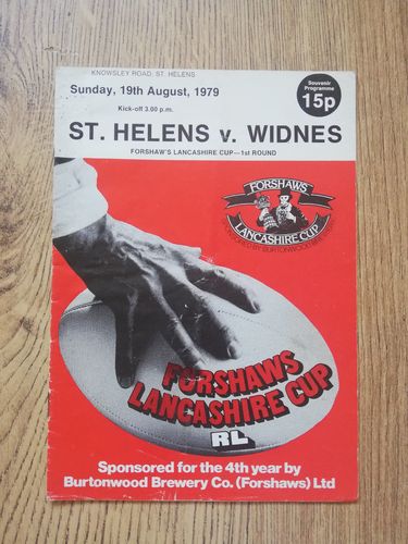 St Helens v Widnes Aug 1979 Lancashire Cup Rugby League Programme