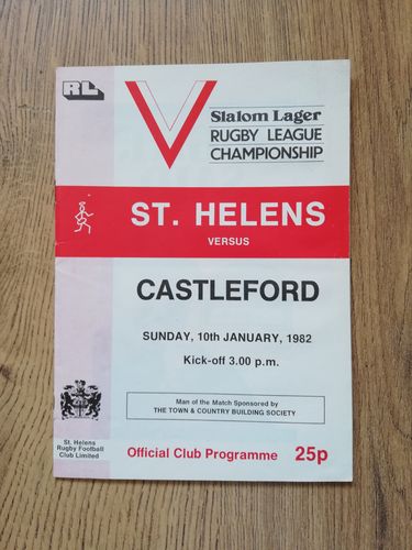 St Helens v Castleford Jan 1982 Rugby League Programme