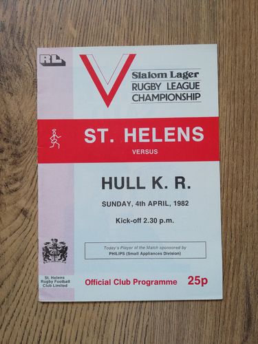 St Helens v Hull KR Apr 1982 Rugby League Programme