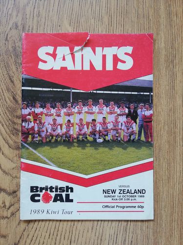 St Helens v New Zealand Oct 1989 Rugby League Programme