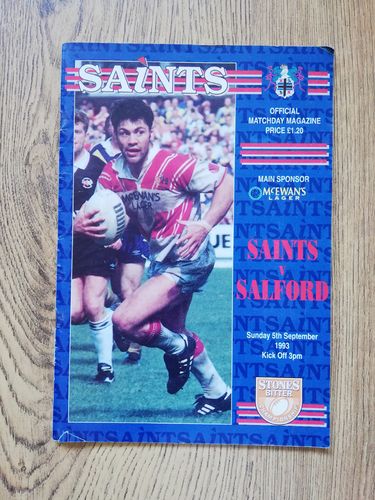 St Helens v Salford Sept 1993 Rugby League Programme