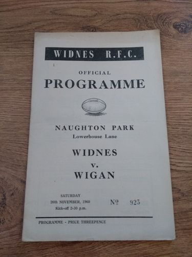 Widnes v Wigan Nov 1960 Rugby League Programme