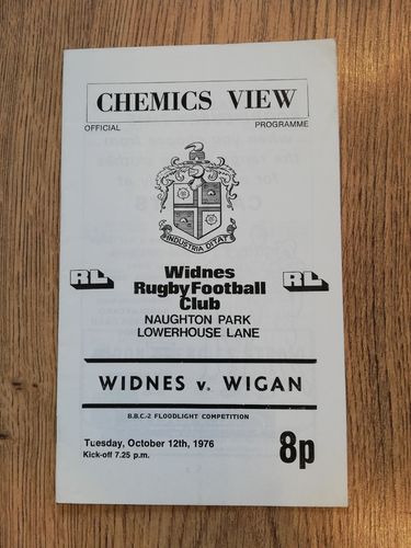 Widnes v Wigan Oct 1976 BBC2 Floodlit Trophy Rugby League Programme
