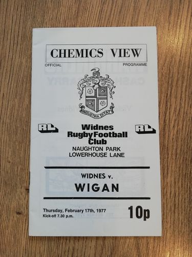 Widnes v Wigan Feb 1977 Rugby League Programme