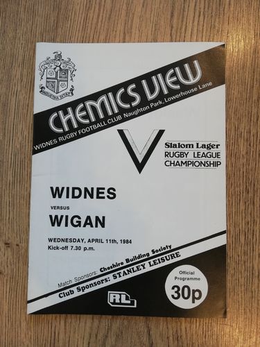 Widnes v Wigan Apr 1984 Rugby League Programme