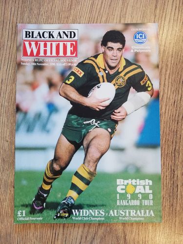Widnes v Australia Nov 1990 Rugby League Programme