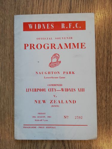 Liverpool City - Widnes Combined v New Zealand 1961 Rugby League Programme