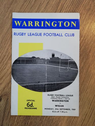 Warrington v Wigan Sept 1969 BBC2 Floodlit Trophy Rugby League Programme