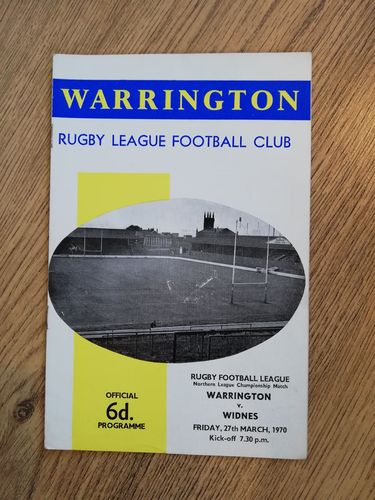 Warrington v Widnes Mar 1970 Rugby League Programme